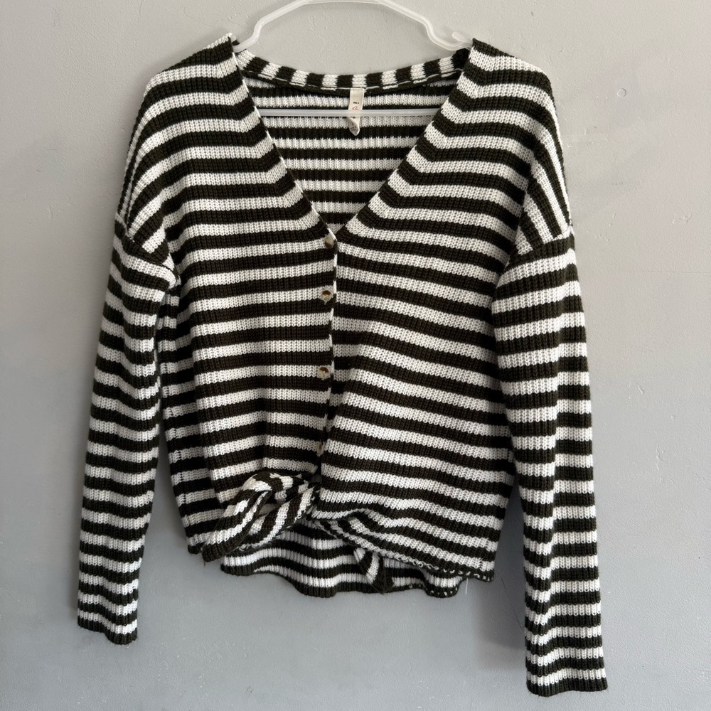 Knit Striped Olive Green Sweater